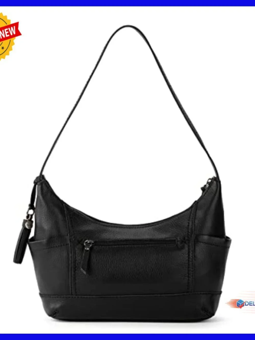 Leather Hobo Bag with Zipper Closure, Multiple Pockets, Shoulder Strap